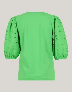Shoeby Embroidery Pofmouw T-shirt Groen<DAMES T-Shirts