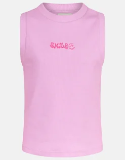 Shoeby Embroidery Ribbel Top Paars< Tops Korte Mouw
