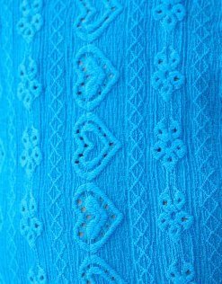 Shoeby Embroidery Top Blauw< Tops Lange Mouw