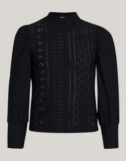 Shoeby Embroidery Top Zwart< Tops Lange Mouw