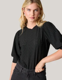 Shoeby Embroidery Top Zwart<DAMES Tops