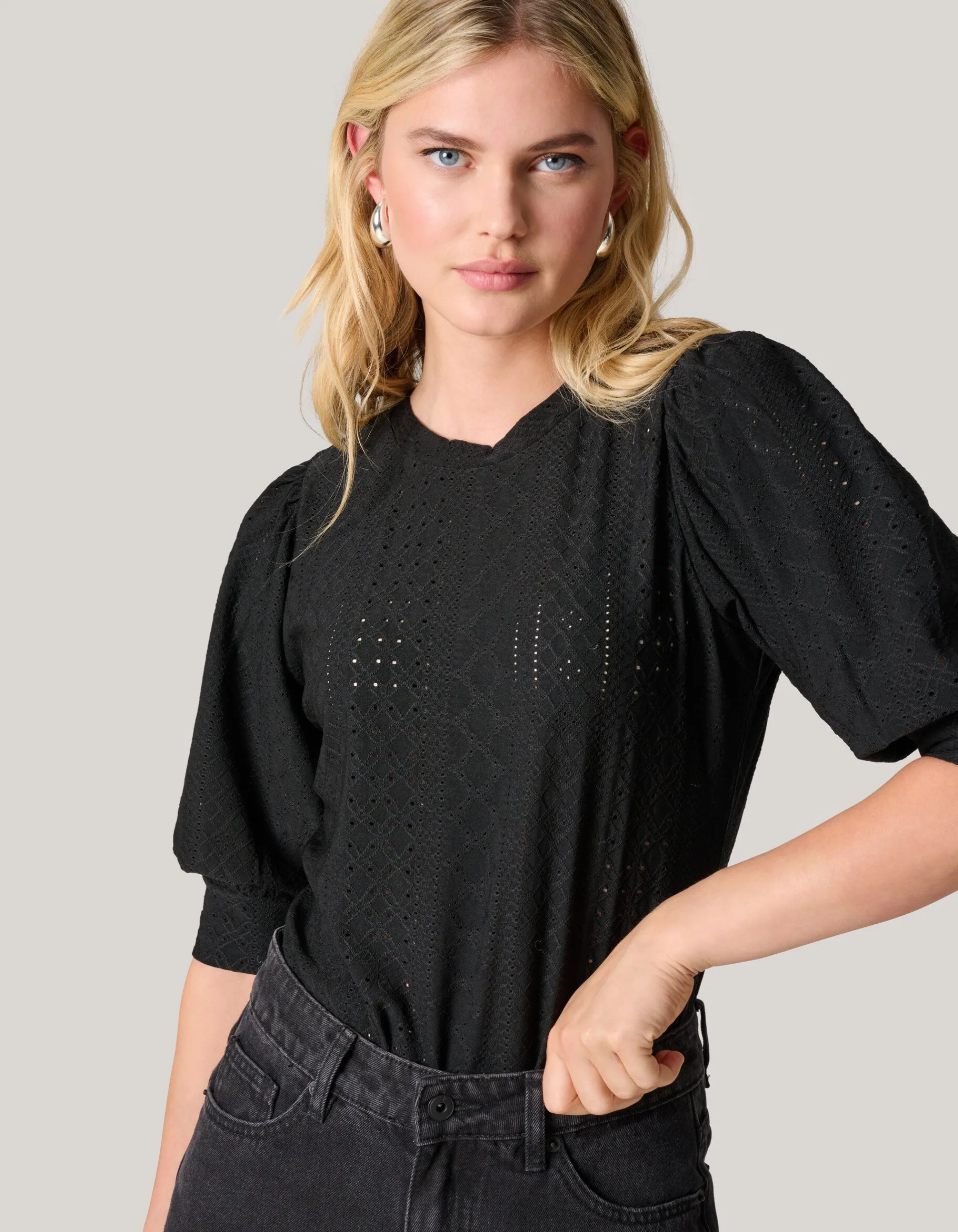 Shoeby Embroidery Top Zwart<DAMES Tops