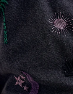 Shoeby Embroidery T-shirt Donkergrijs< T-Shirts