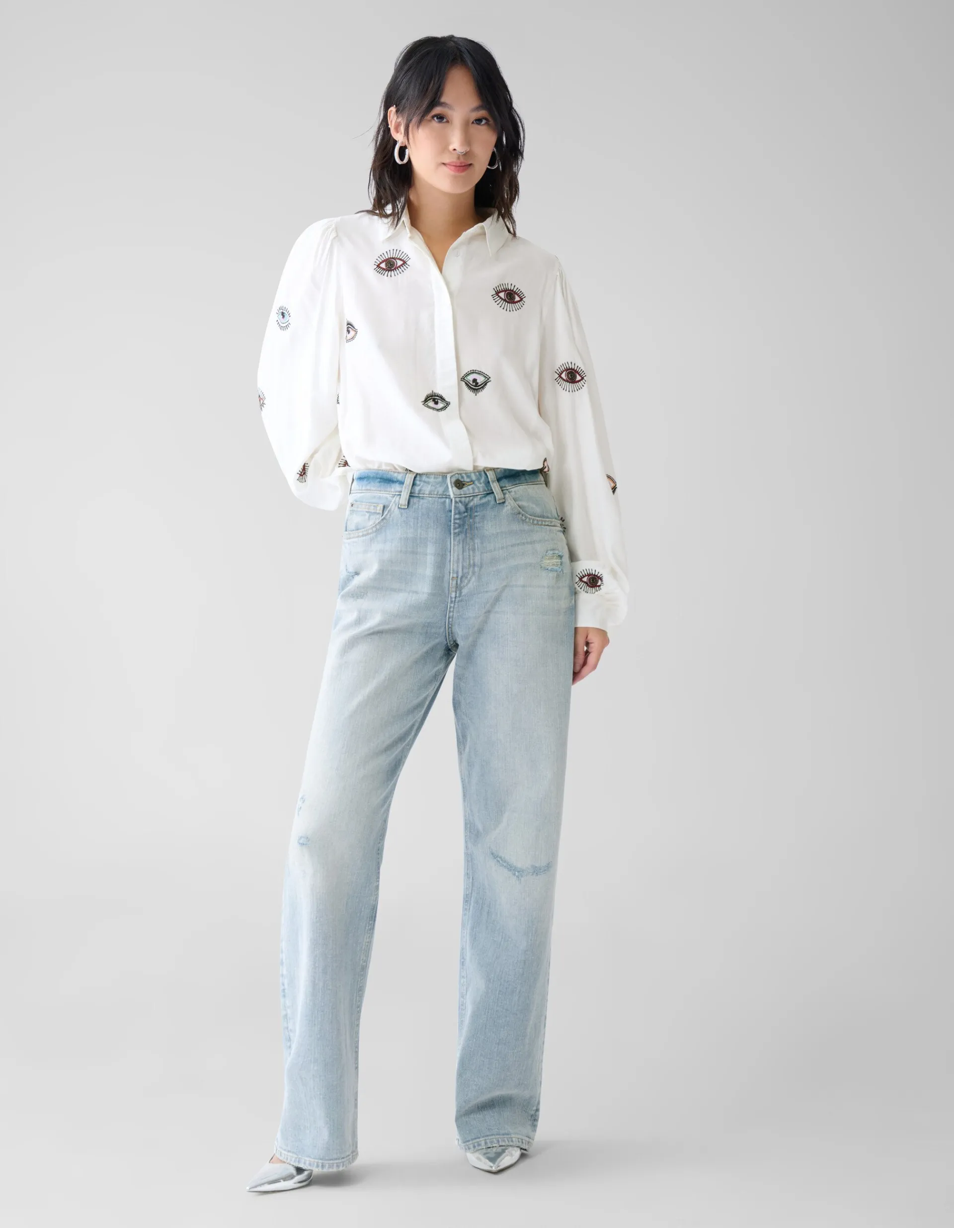 Shoeby Eye Embroidery Blouse Wit By Fred<DAMES Blouses