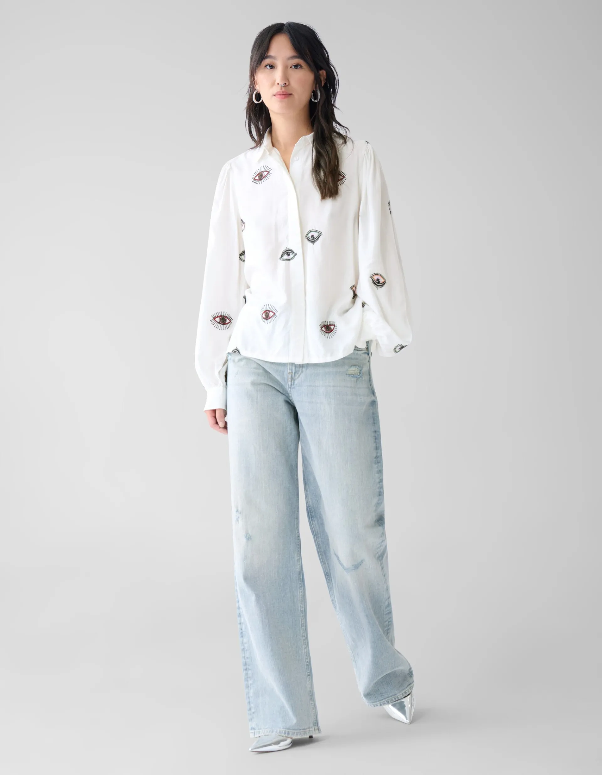 Shoeby Eye Embroidery Blouse Wit By Fred<DAMES Blouses