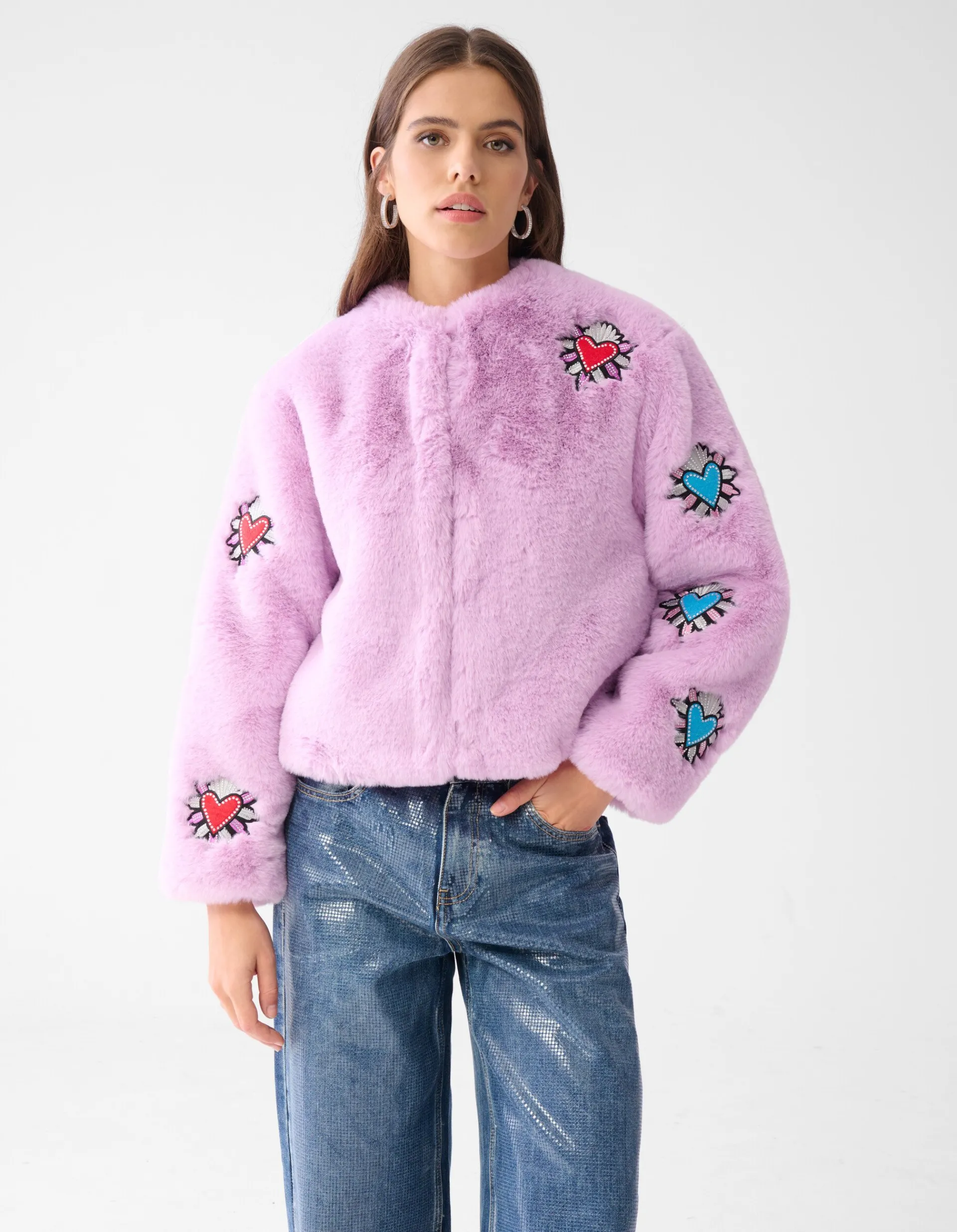 Shoeby Fake Fur Jas Lichtpaars By Lizzy<DAMES Jassen