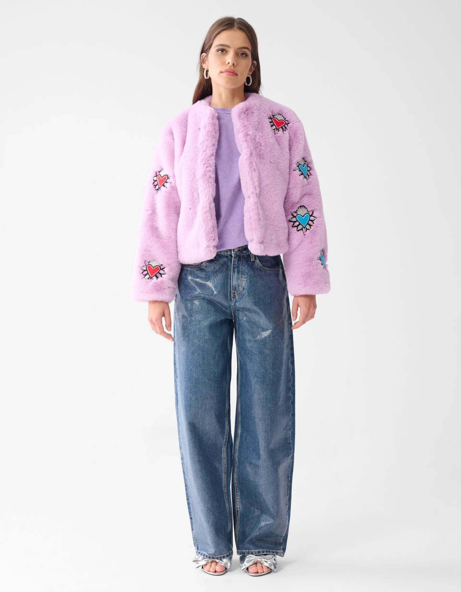 Shoeby Fake Fur Jas Lichtpaars By Lizzy<DAMES Jassen