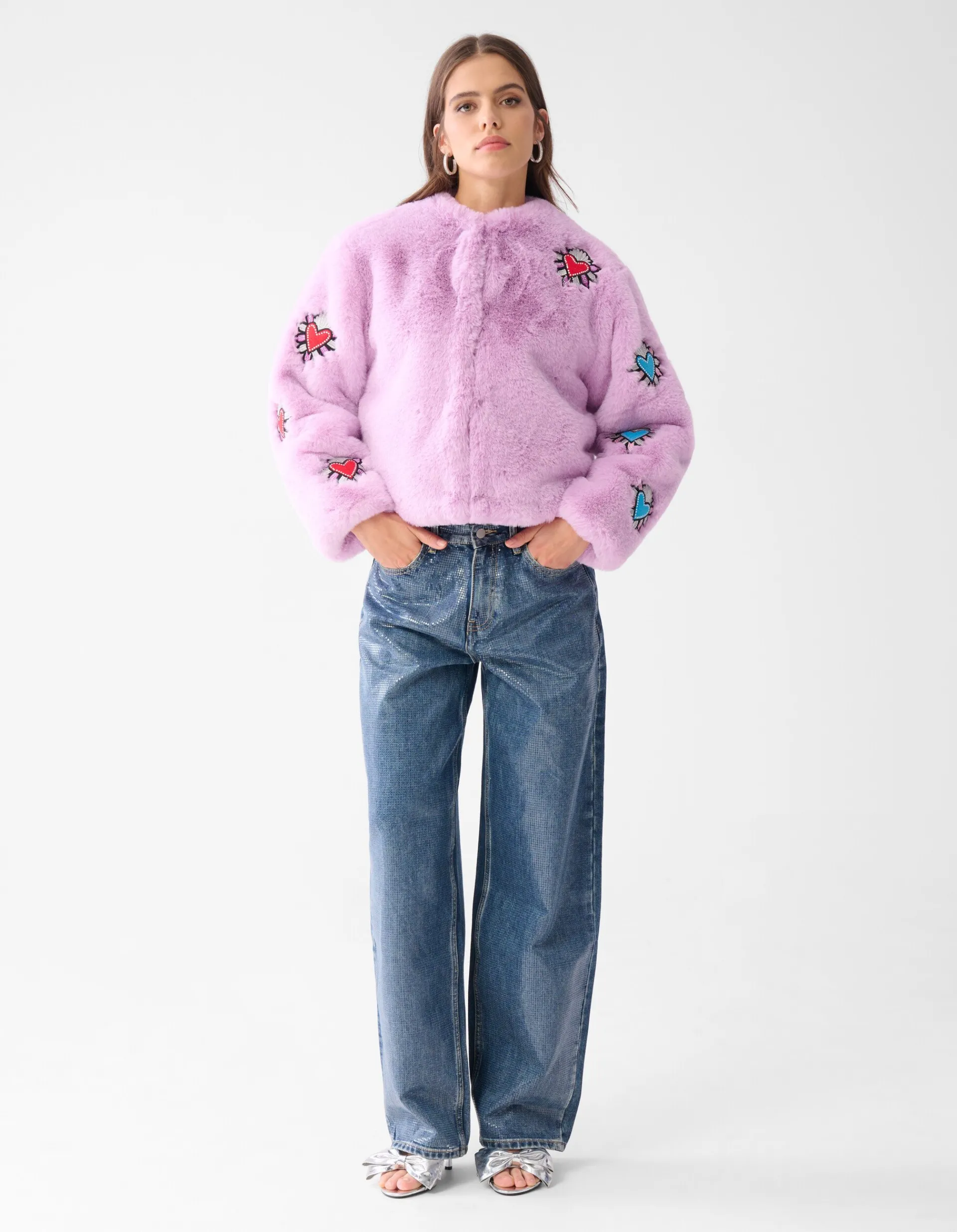 Shoeby Fake Fur Jas Lichtpaars By Lizzy<DAMES Jassen
