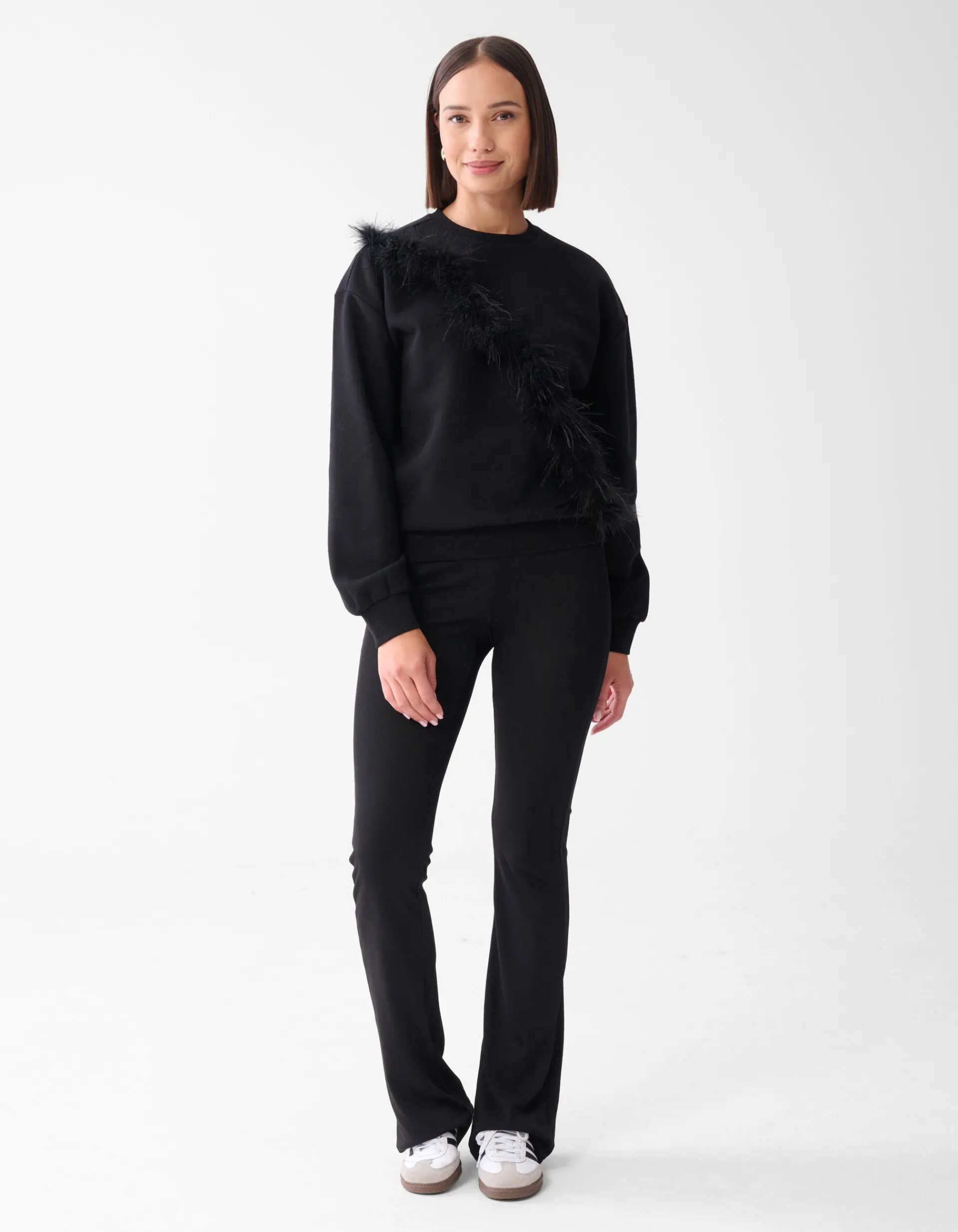 Shoeby Feather Sweater Zwart<DAMES Truien En Sweaters