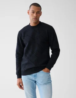 Shoeby Flock Print Sweater Zwart<Heren Truien En Sweaters