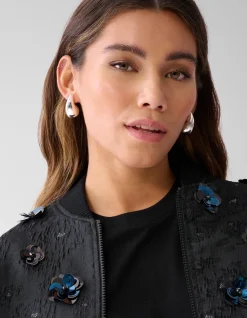 Shoeby Flower Embellished Bomber Zwart<DAMES Jacks