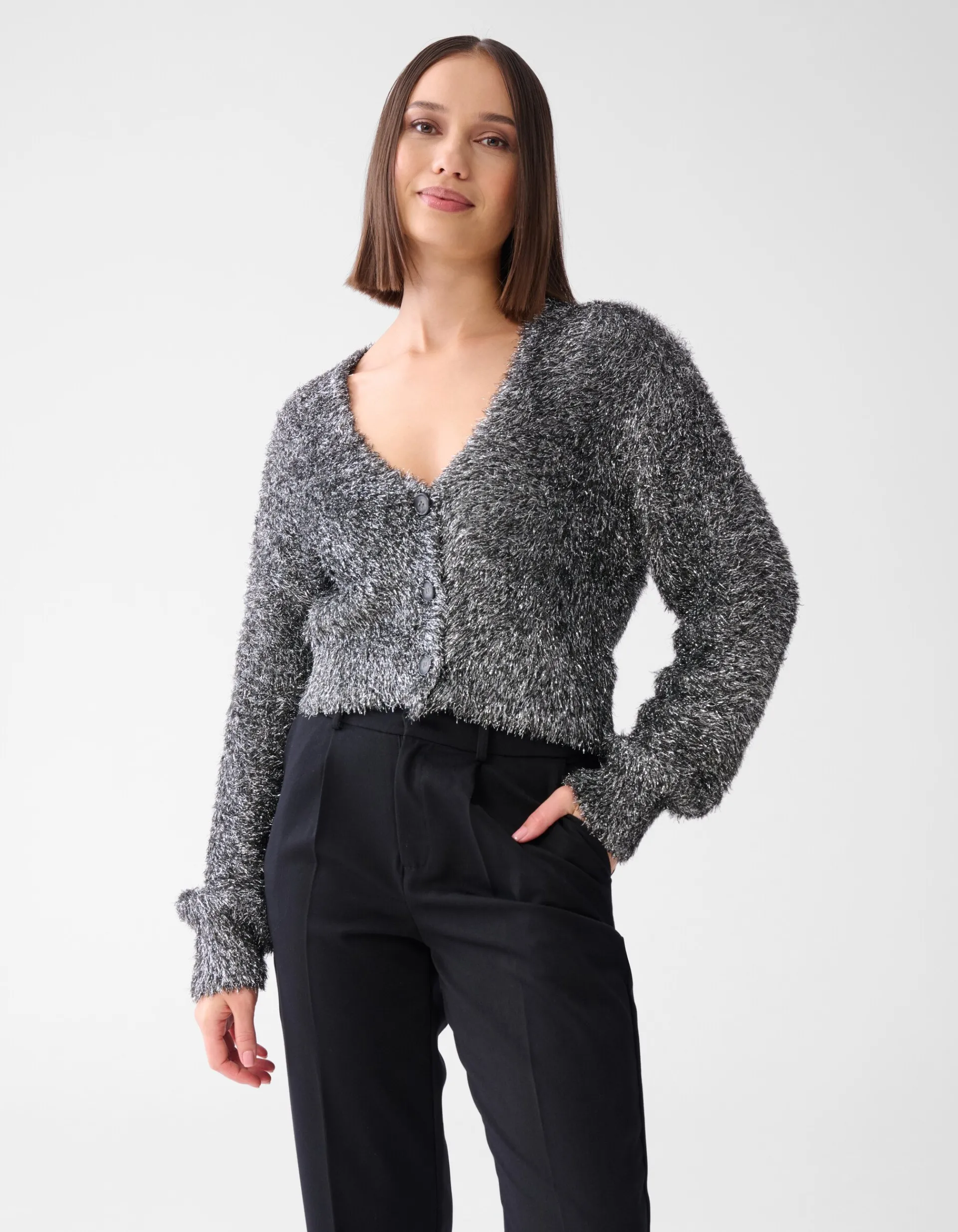 Shoeby Fluffy Vest Zilver<DAMES Truien En Sweaters