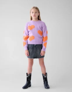 Shoeby Fun Heart Trui Paars< Gebreide Truien