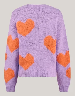 Shoeby Fun Heart Trui Paars< Gebreide Truien