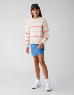 Shoeby Fun Stipe Trui Gebroken Wit< Gebreide Truien