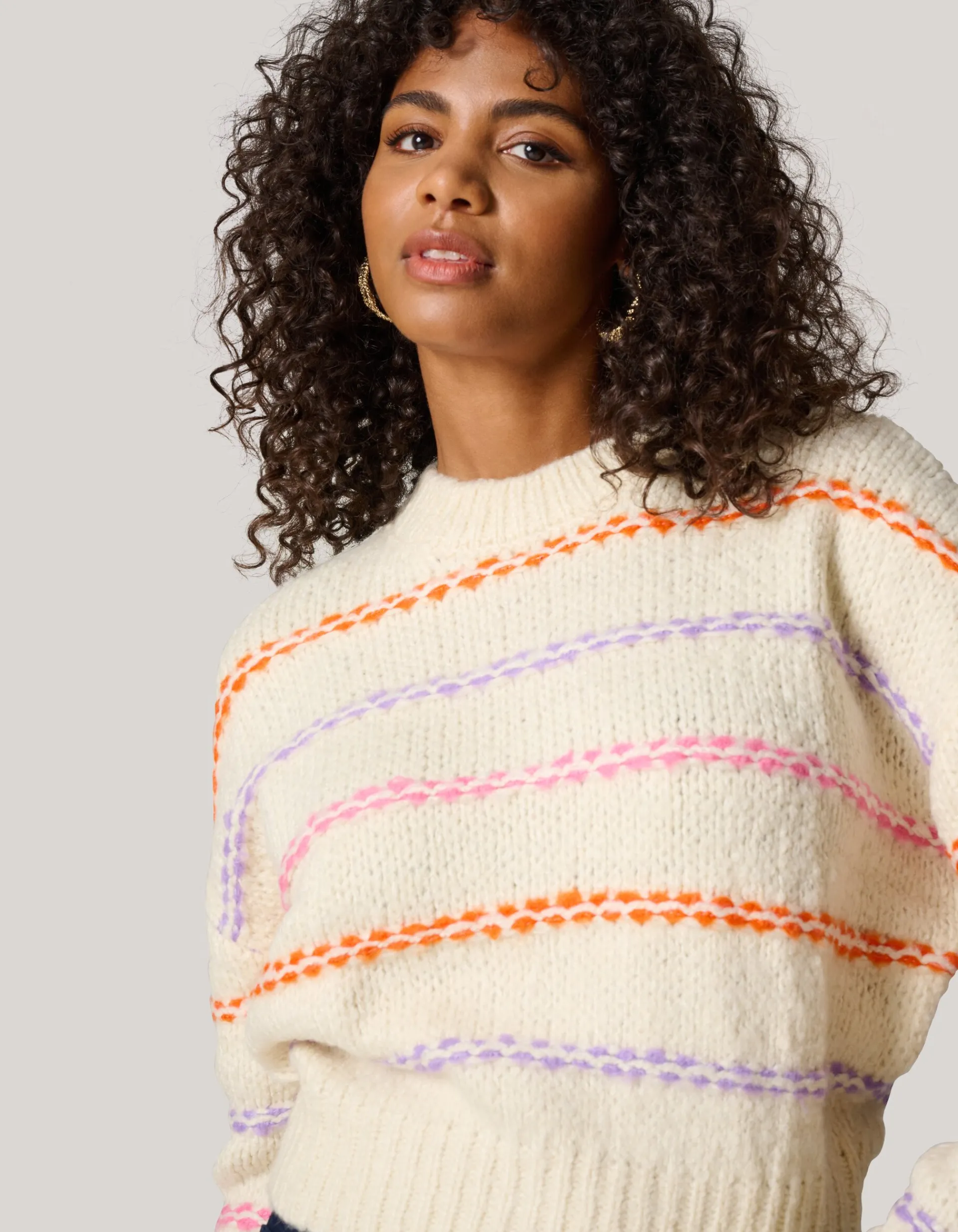Shoeby Fun Stripe Trui Gebroken Wit<DAMES Truien En Sweaters