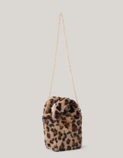 Shoeby Furry Leopard Tas Bruin< Tassen