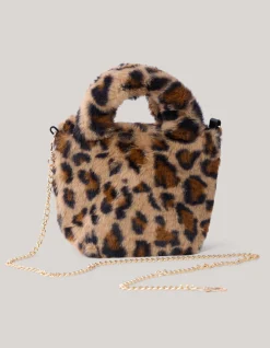 Shoeby Furry Leopard Tas Bruin< Tassen