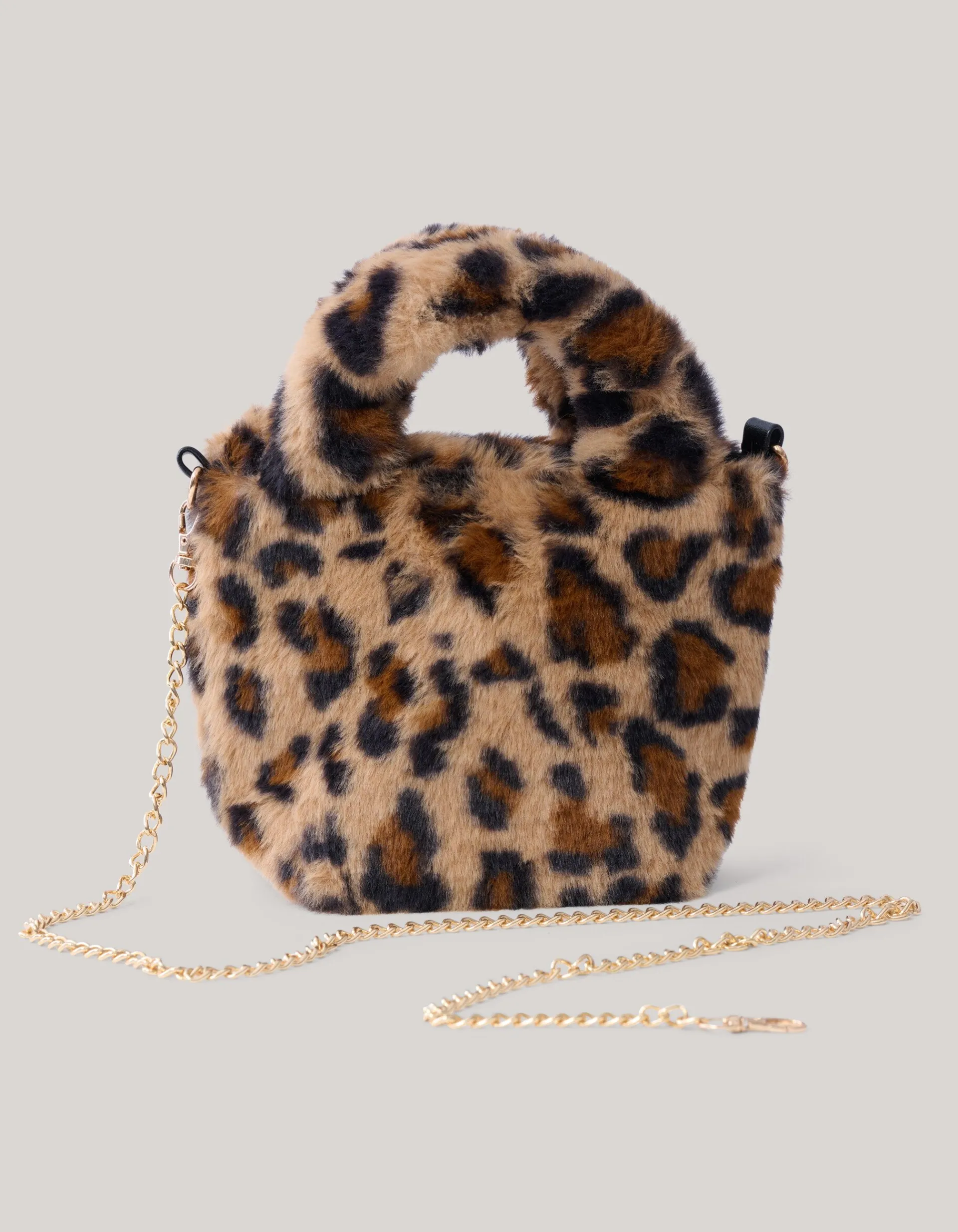 Shoeby Furry Leopard Tas Bruin< Tassen