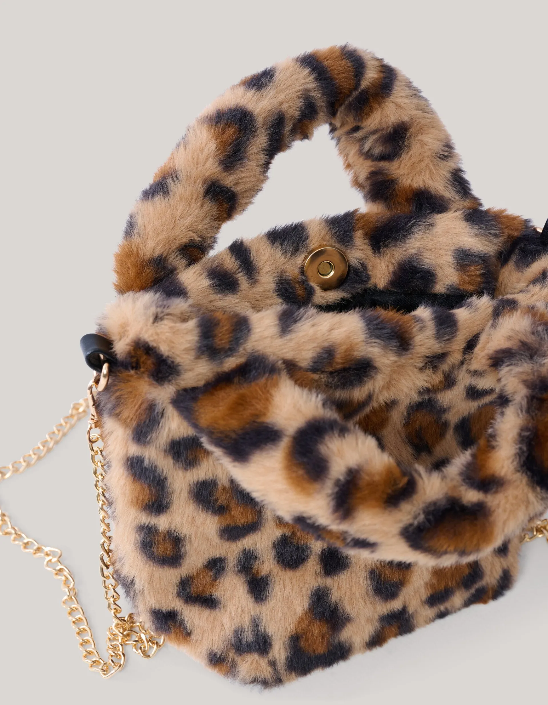 Shoeby Furry Leopard Tas Bruin< Tassen