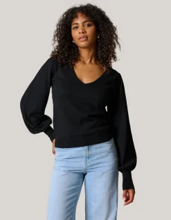 Shoeby Gebreide V-hals Trui Zwart<DAMES Truien En Sweaters