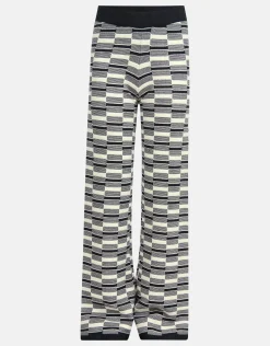 Shoeby Gebreide Wide Leg Broek Zwart/Wit< Broeken