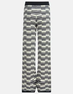 Shoeby Gebreide Wide Leg Broek Zwart/Wit< Broeken