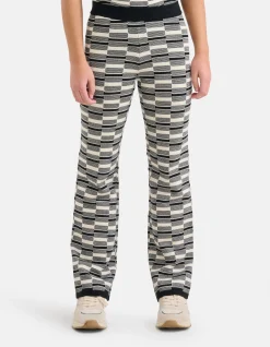 Shoeby Gebreide Wide Leg Broek Zwart/Wit< Broeken