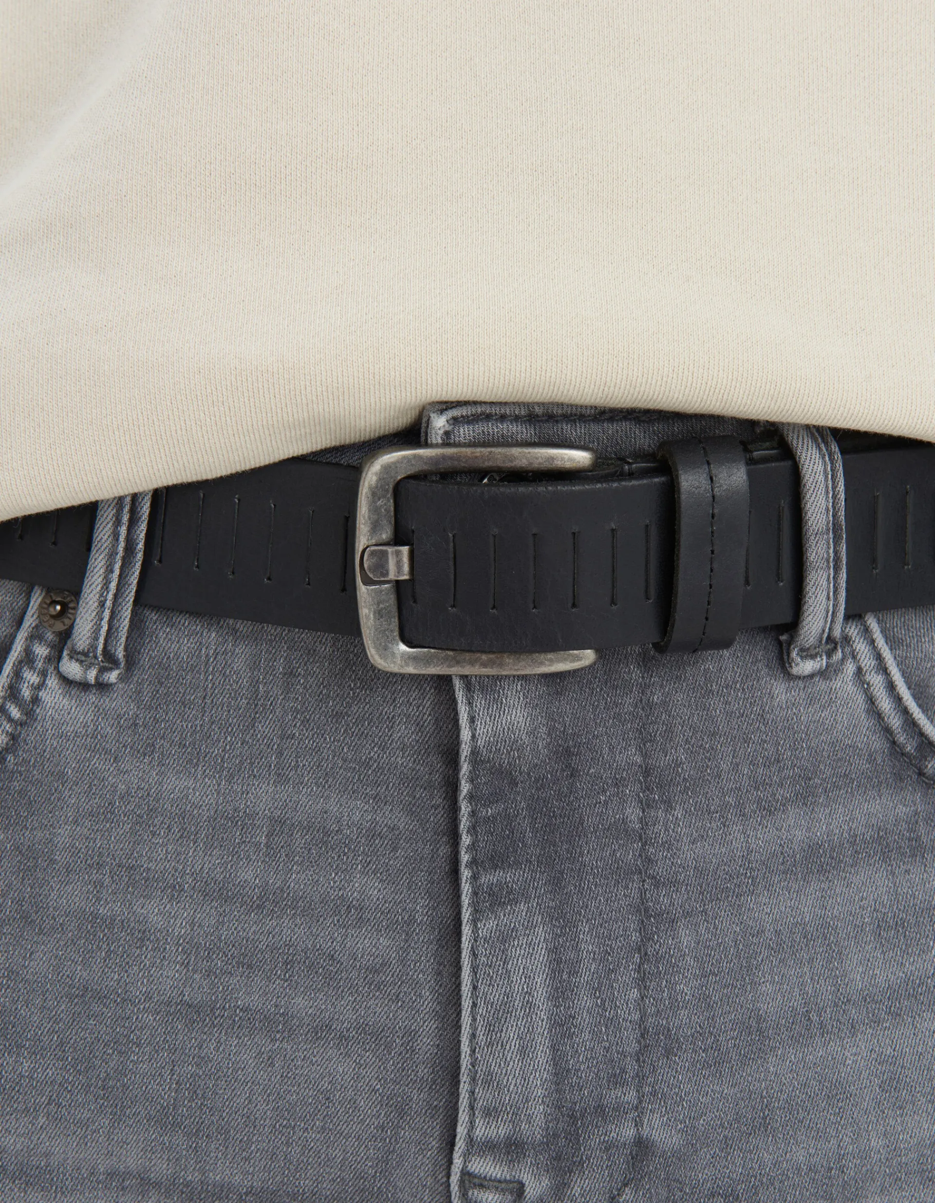Shoeby Gedetailleerde Leren Riem Zwart<Heren Riemen