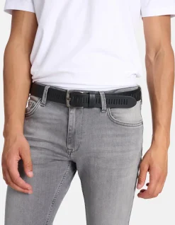 Shoeby Gedetailleerde Leren Riem Zwart<Heren Riemen