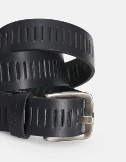 Shoeby Gedetailleerde Leren Riem Zwart<Heren Riemen