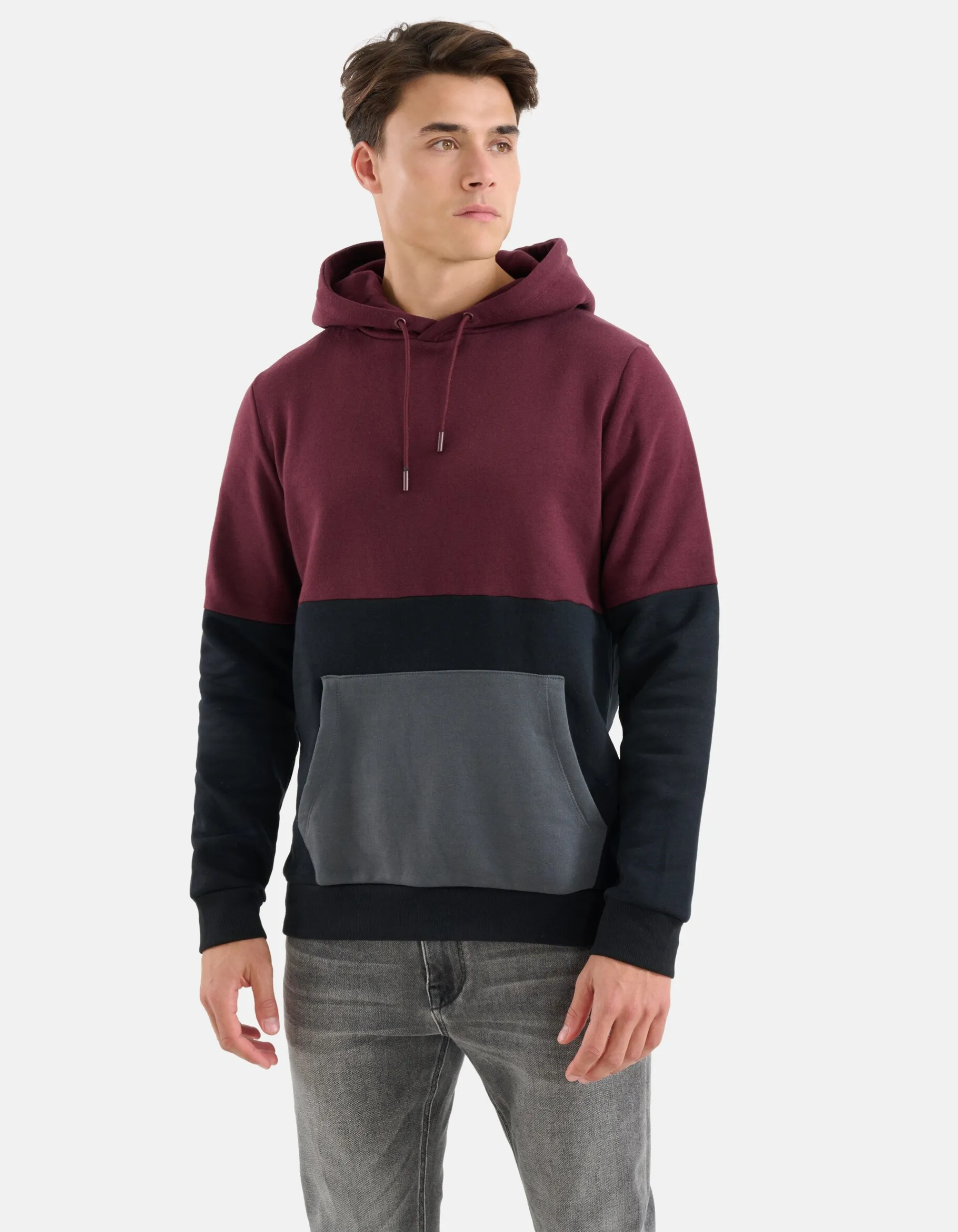 Shoeby Gekleurde Contrast Hoodie Zwart<Heren Truien En Sweaters