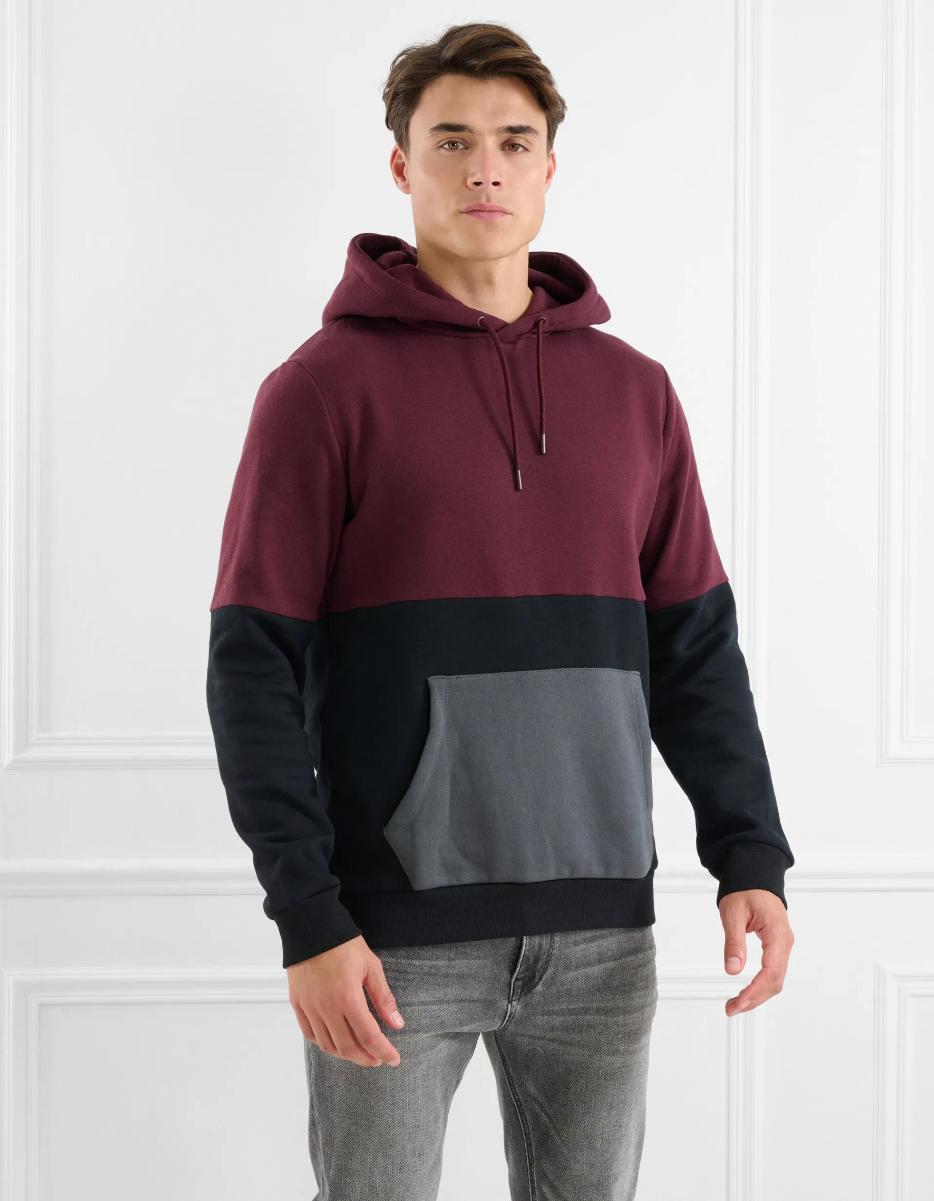 Shoeby Gekleurde Contrast Hoodie Zwart<Heren Truien En Sweaters