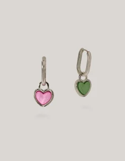 Shoeby Gekleurde Hartjes Oorbellen Zilver<DAMES Sieraden