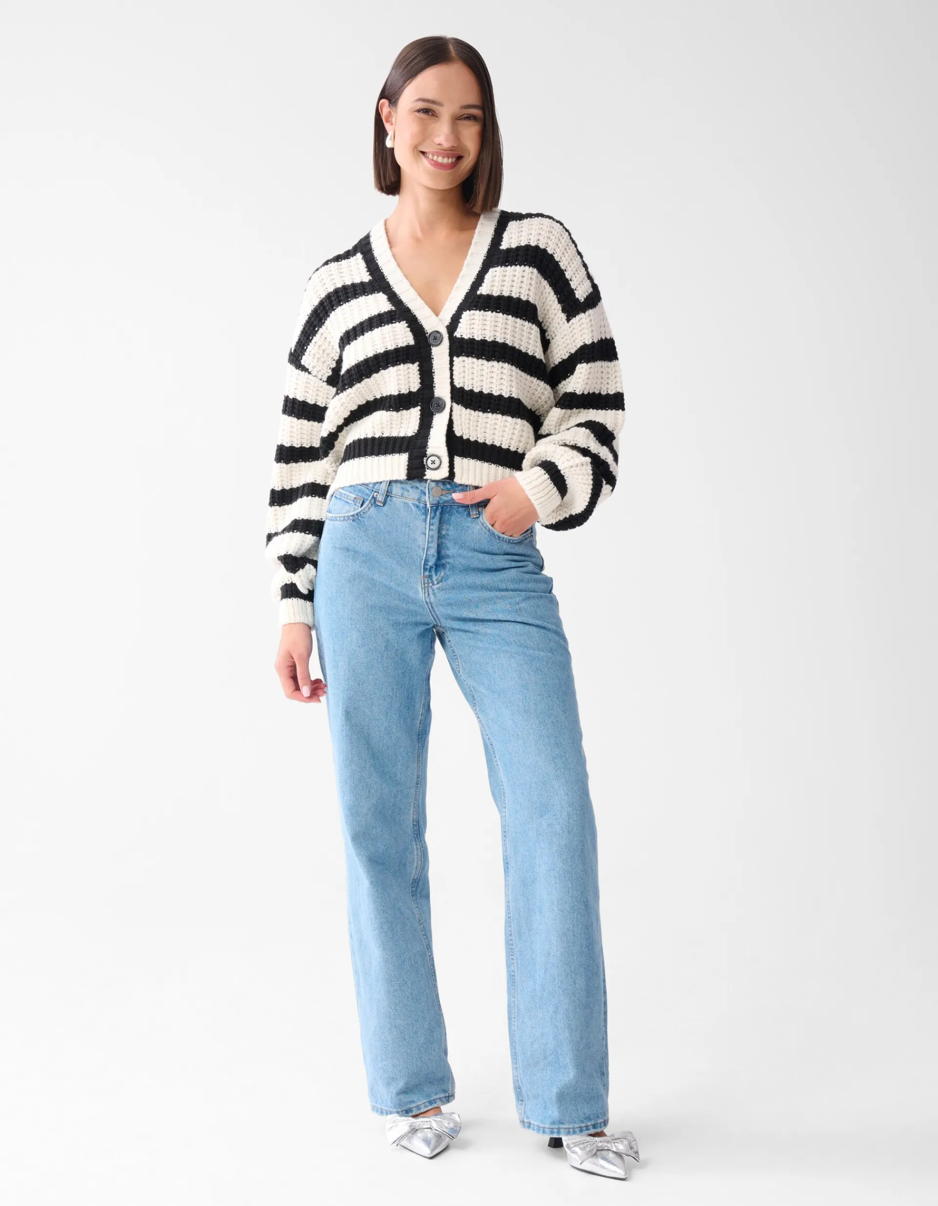 Shoeby Gestreept Vest Zwart/Wit<DAMES Truien En Sweaters