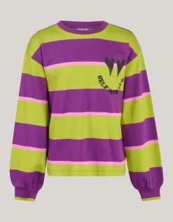 Shoeby Gestreepte Longsleeve Paars< Tops Lange Mouw
