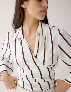 Shoeby Gestreepte Overslag Blouse Wit By Mieke<DAMES Blouses
