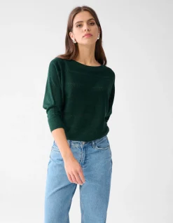 Shoeby Glitter Ajour Vleermuismouwen Trui Donkergroen<DAMES Truien En Sweaters