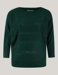 Shoeby Glitter Ajour Vleermuismouwen Trui Donkergroen<DAMES Truien En Sweaters