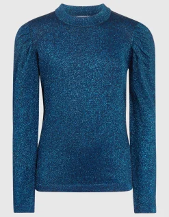 Shoeby Glitter Gebreide Top Donkerblauw< Tops Lange Mouw