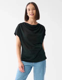 Shoeby Glitter Waterval Top Donkergroen<DAMES Tops