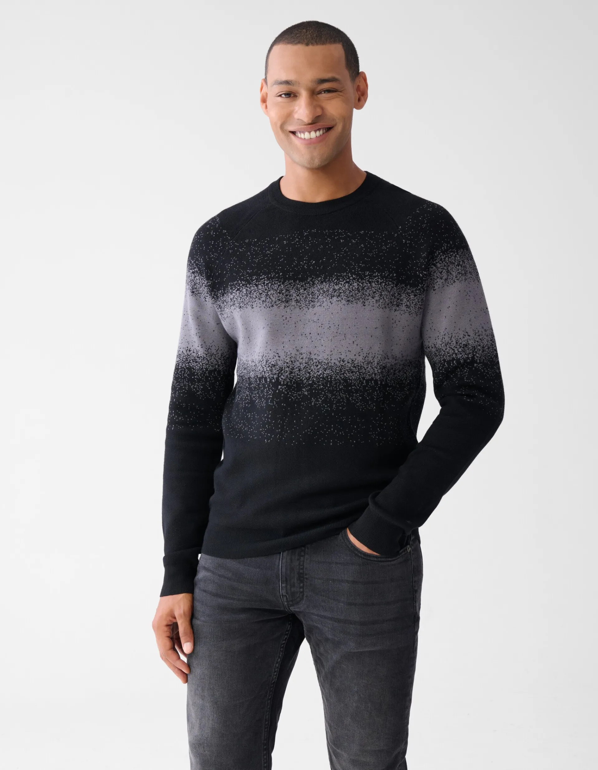 Shoeby Gradient Trui Zwart<Heren Truien En Sweaters