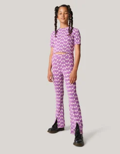 Shoeby Graphic Heart Split Flair Paars< Broeken