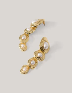 Shoeby Hammered Parel Oorbellen Goud<DAMES Sieraden