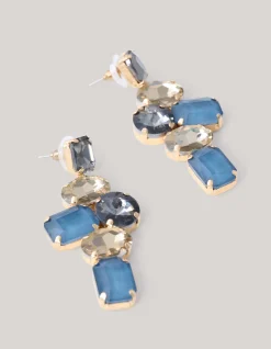Shoeby Hanging Strass Oorbellen Blauw<DAMES Sieraden
