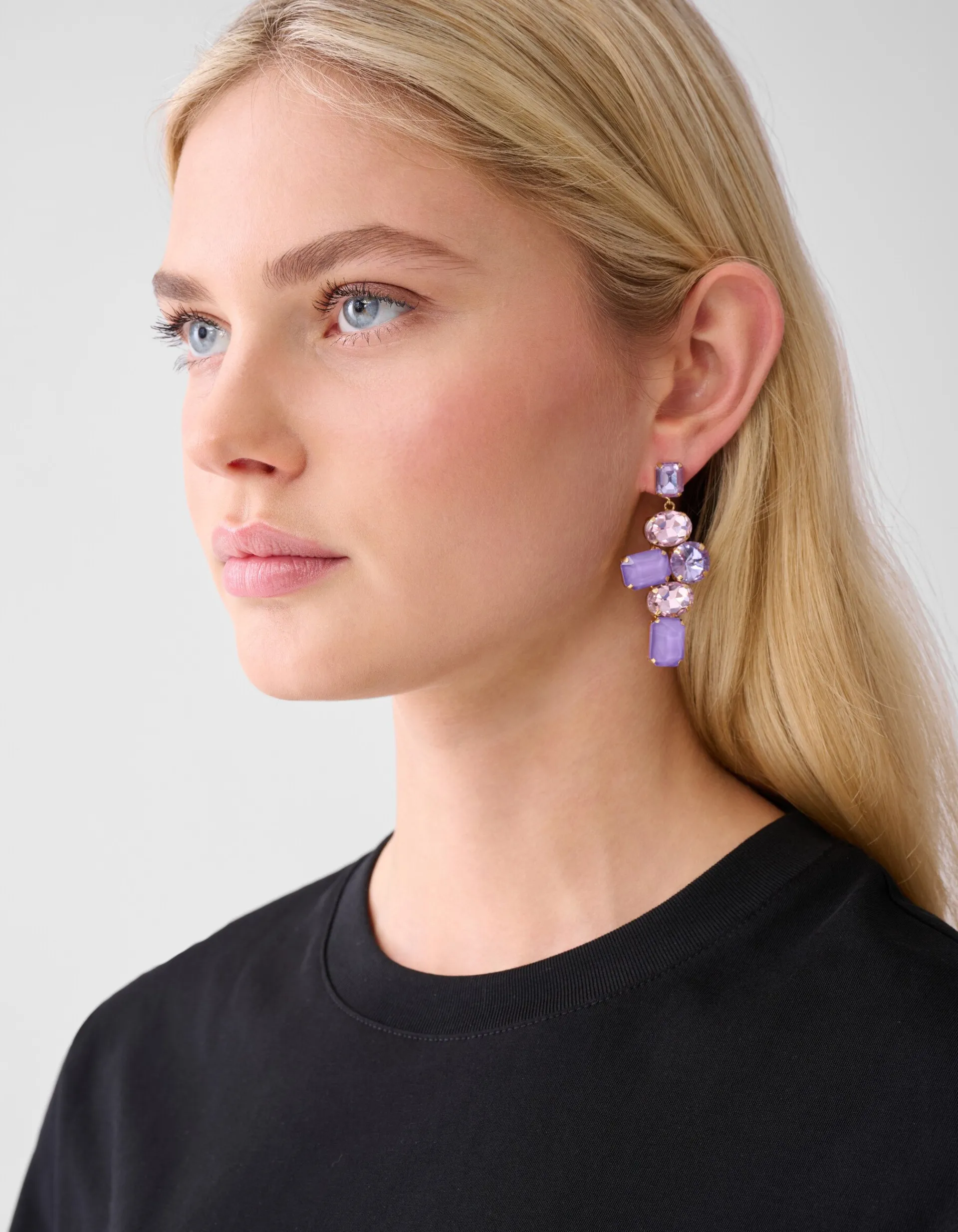 Shoeby Hanging Strass Oorbellen Paars<DAMES Sieraden