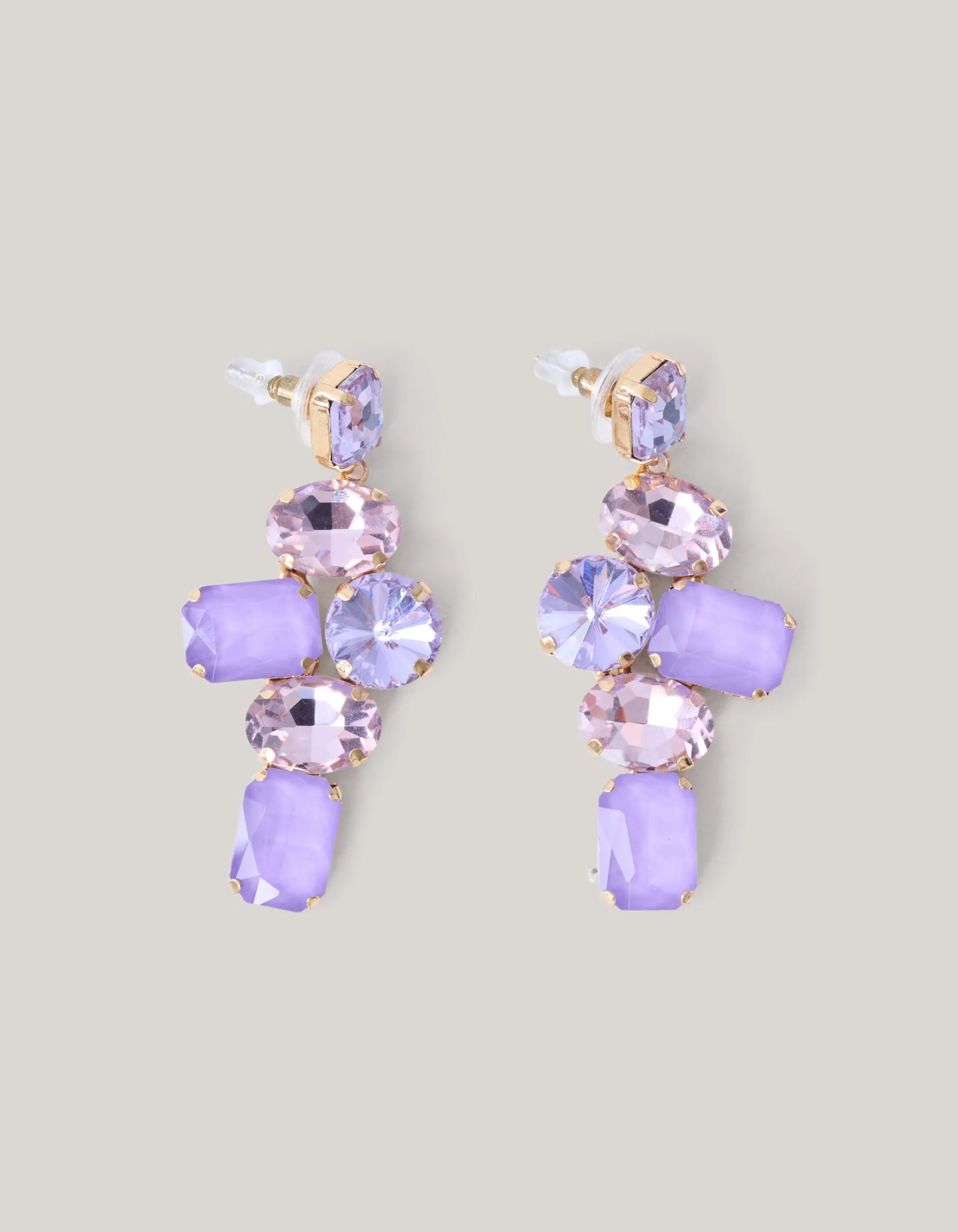 Shoeby Hanging Strass Oorbellen Paars<DAMES Sieraden