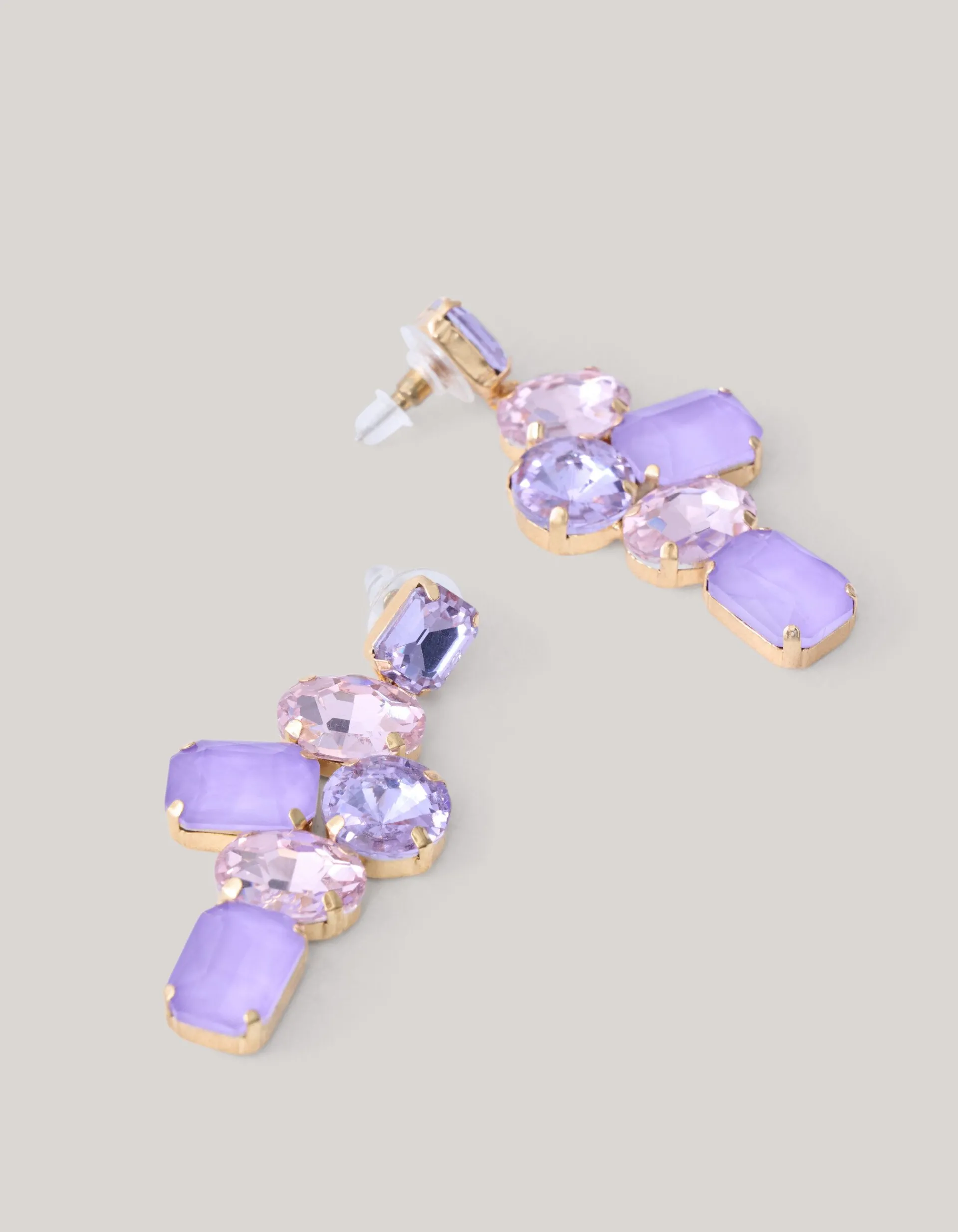 Shoeby Hanging Strass Oorbellen Paars<DAMES Sieraden