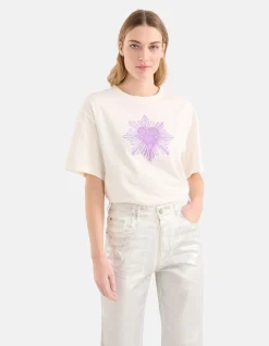 Shoeby Heart Artwork T-shirt Gebroken Wit<DAMES T-Shirts