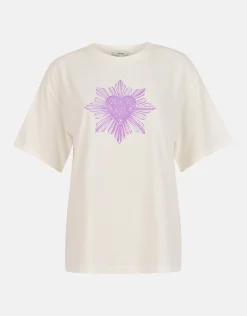Shoeby Heart Artwork T-shirt Gebroken Wit<DAMES T-Shirts